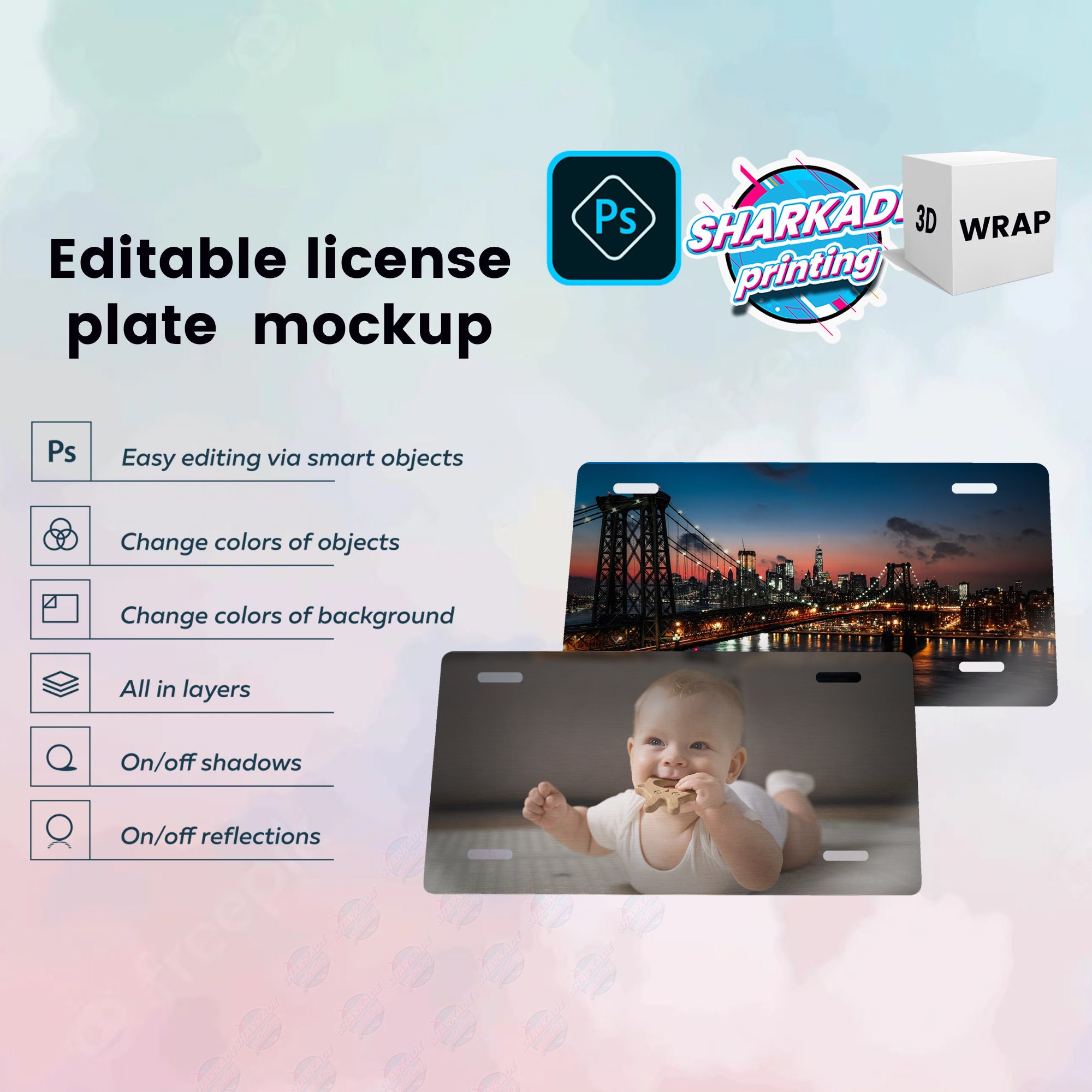 License Plate Photoshop PSD Mockup Generator DYE Sublimation - Etsy Canada