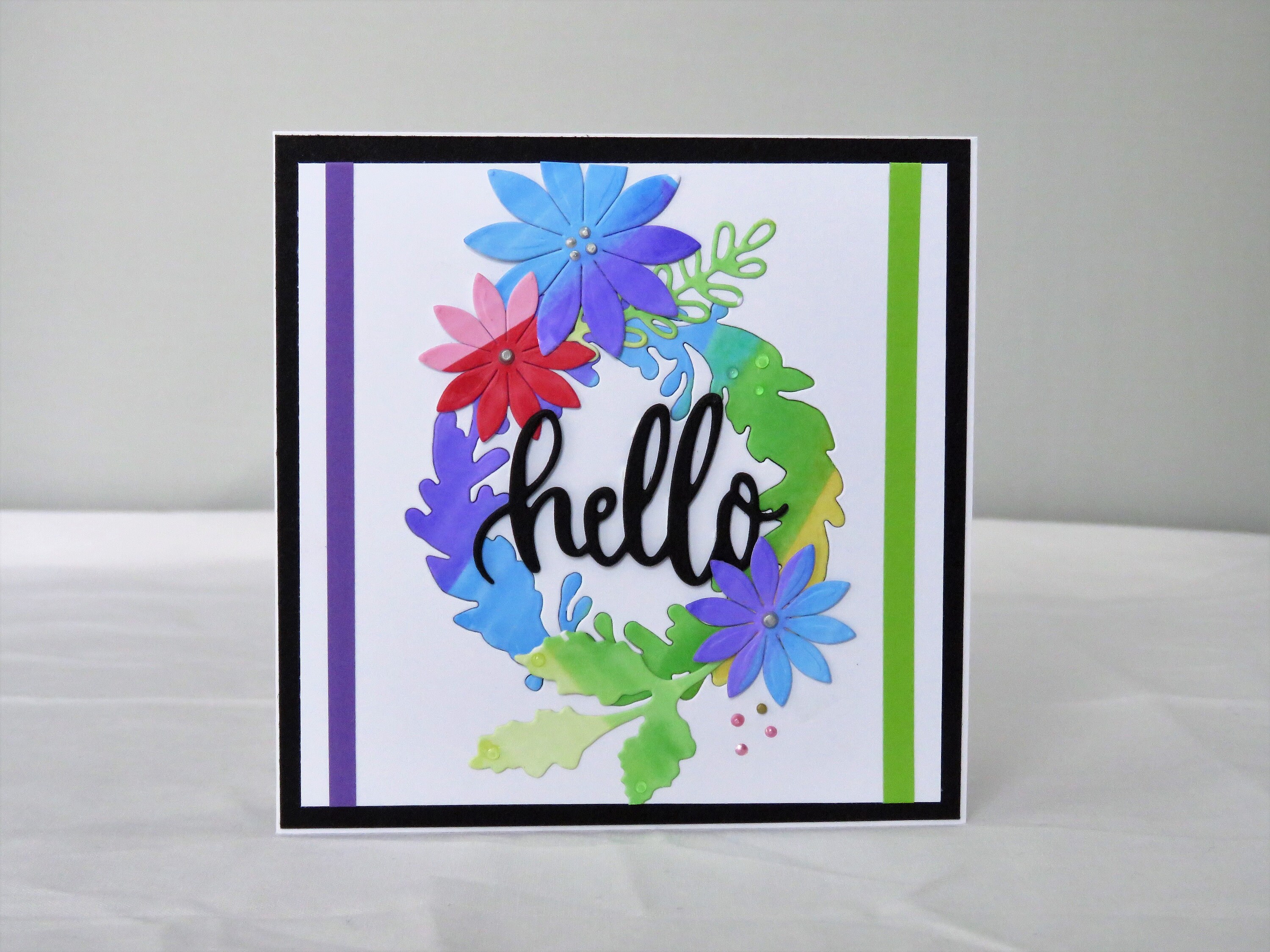 Handmade Greeting Card with Hello sentiment. Etsy