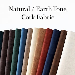 Tela de corcho natural/tono tierra, cuero de corcho, respaldo de PU, tela vegana para bolsos, carteras, costura y manualidades.
