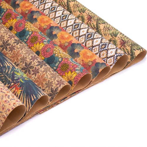 Printed Cork Leather Natural Portugal Cork Fabric Vegan Etsy