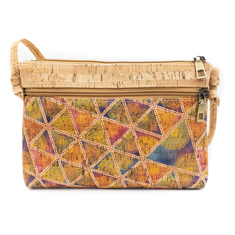 Natural cork with pattern small zipper crossbody purse bag Etsy