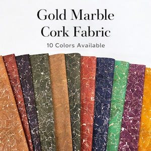 Gold Flecks Marble Cork Fabric, Vegan Leather for Bag Making Craft Supply