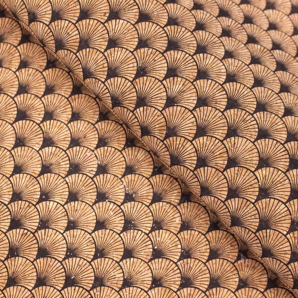 Scallop Fan Florals Cork Fabric leather natural Portugal cork fabric vegan leather textile sheet Liège Kork cork colors sheets COF-415-A