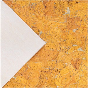 Gold Flecks Marble Cork Fabric, Vegan Leather for Bag Making Craft Supply Golden Amber
