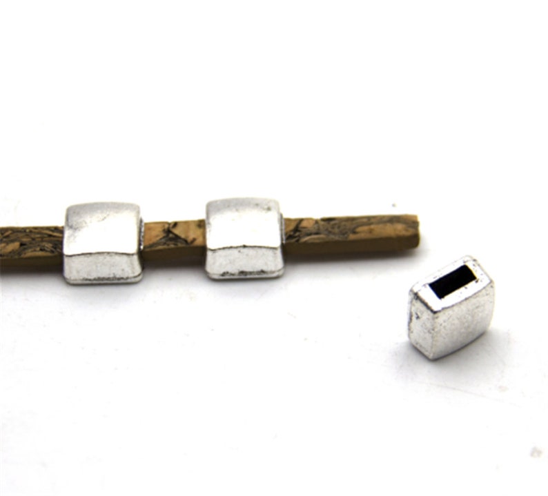 10units For 5mm flat leather slider Antique sliver glass slider jewelry finding supplies D-1-5-37