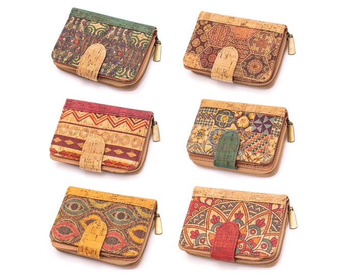 Cork Wallet Pattern Women Zipper Card Vegan Wallet BAGD194 Etsy