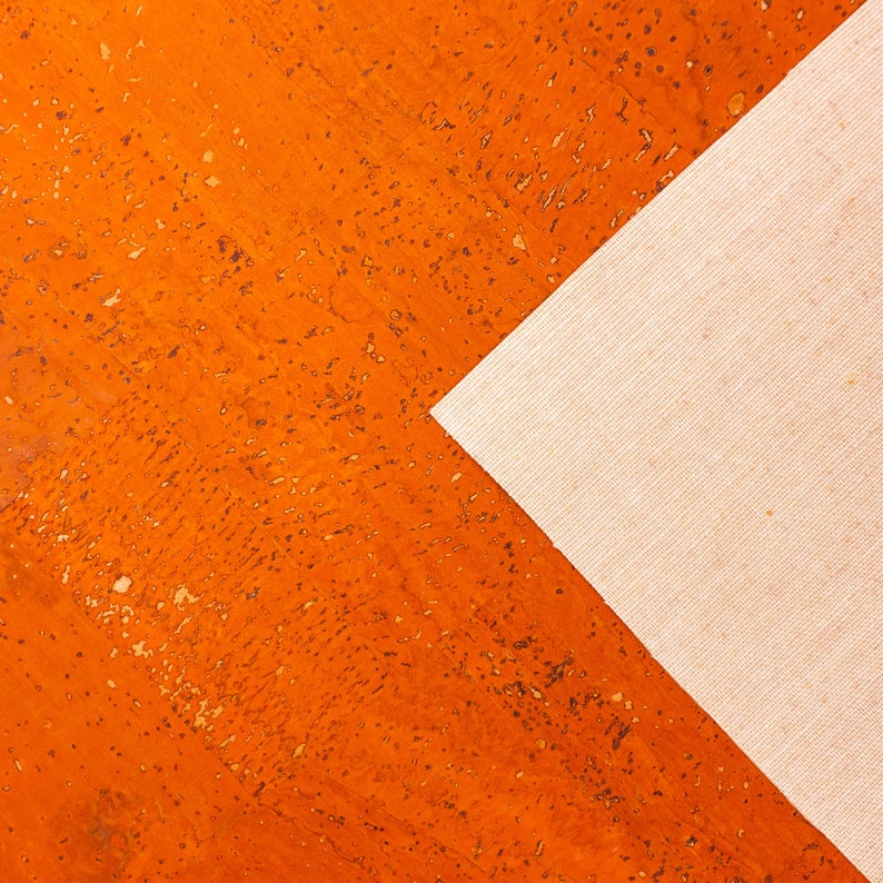Cork fabric 26X19.inch68X50cm Portuguese natural Material orange Cork Fabric Natural Cork Vegan fabric Kork corcho COF-126