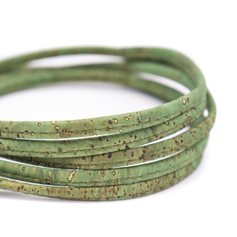 5mm Flat Green Cork Cord Portugal Natural Cork Thread Vegan Etsy