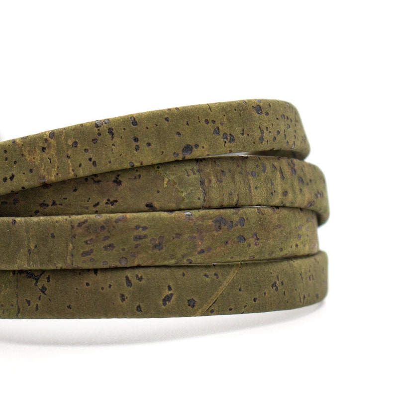 10mm Flat Dark Green Cork Cord Portuguese Natural Cork Thread Etsy