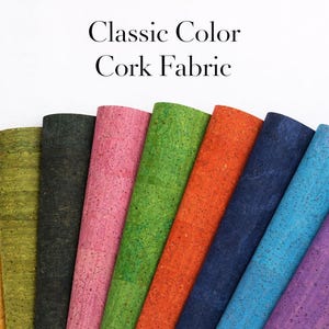 Classic Color Cork Fabric – PU Backing Vegan Leather, Natural Cork Sheet for Bags, Wallets, Sewing Material