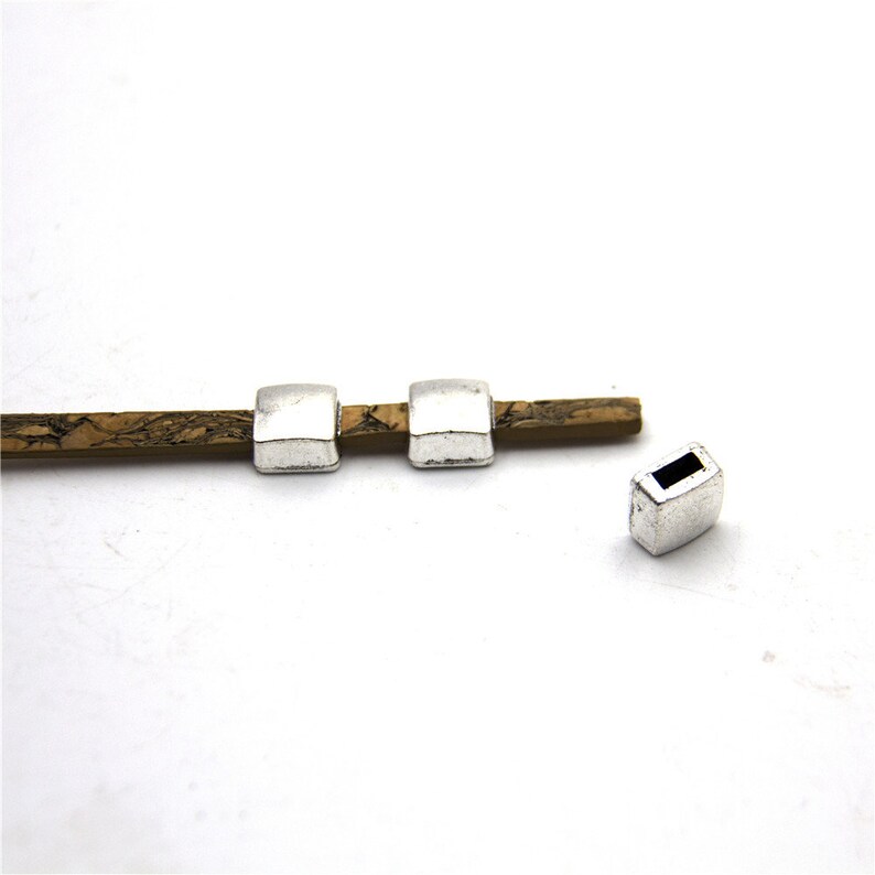 10units For 5mm flat leather slider Antique sliver glass slider jewelry finding supplies D-1-5-37