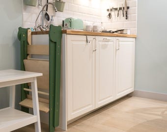 Handmade Folding Kitchen Tower: Montessori Step Stool for Toddlers