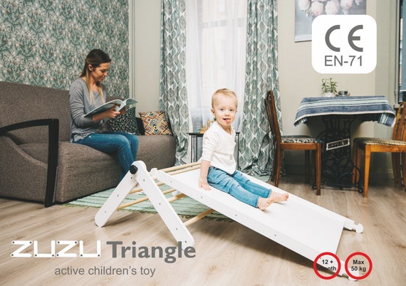 WHITE ZUZU climbing Triangle, sliding ramp, climbing ramp and Swedish wall. All in one