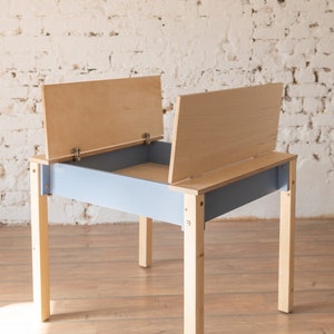 Birch Plywood Kids Table and Chair Set: Space-Saving Storage