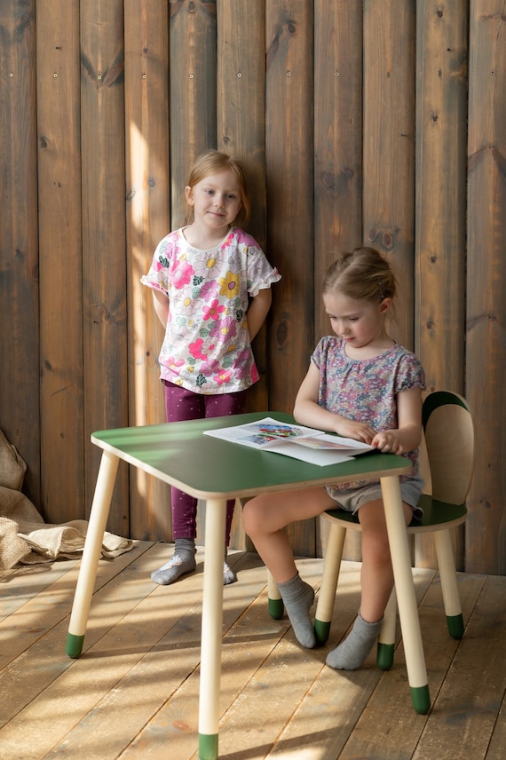 Chair and Table Set, Toddler Wooden Bunny Chair and Table Set - Birch Plywood Furniture for Kids