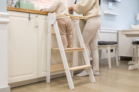 Kids' Folding Kitchen Tower - Handmade toddler step stool: Montessori Learning Stool for Kids and Toddlers