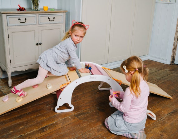 Creativity and Holistic Development for Kids-Rainbow Swing Set, Climb, Slide, Swing