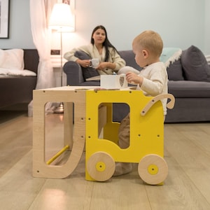 Versatile Toddler Step Stool - Table and Stool Combo for Little Prince's Kitchen Play