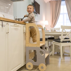 3-in-1 Toddler Kitchen Step Stool & Table Set: Convertible Learning Tower