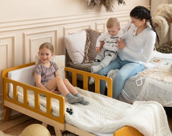 Das Smart Bed für Kinder, Wachsendes Kinderbett, Bett verwandelt sich in Sofa, Montessori-Bett, Kleinkindbett, DIY Holzbodenbett für Kinderzimmer