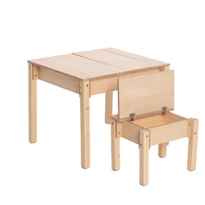 Mesa y silla inteligente de ahorro de espacio para niños, Set de estudio Montessori con almacenamiento, Muebles infantiles funcionales imagen 9