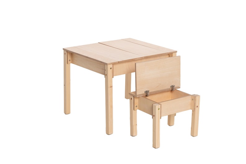 Mesa y silla inteligente de ahorro de espacio para niños, Set de estudio Montessori con almacenamiento, Muebles infantiles funcionales imagen 9