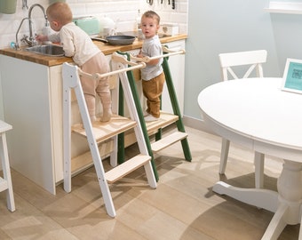 Torre de cocina plegable para niños - Taburete de aprendizaje inspirado en Montessori