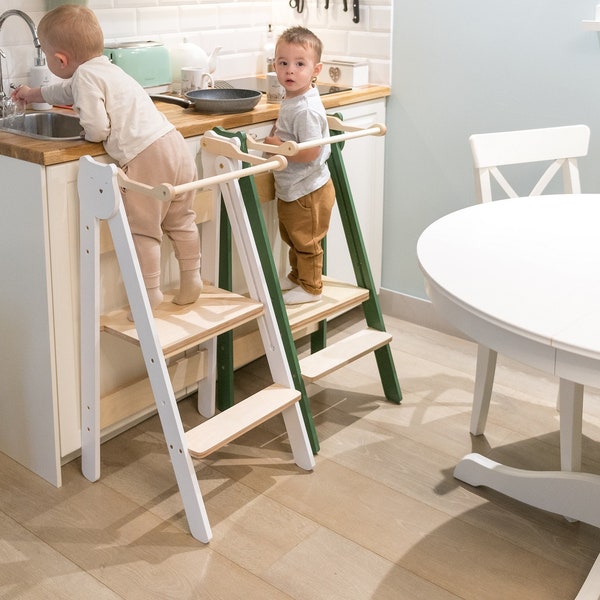 Torre de cocina plegable para niños - Taburete de aprendizaje inspirado en Montessori