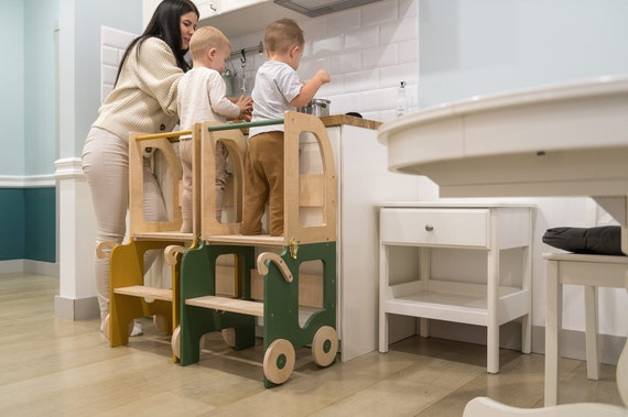 Versatile Toddler Step Stool - Table and Stool Combo for Little Prince's Kitchen Play