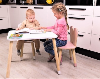 Toddler Bunny Chair and Table Set: Birch Plywood Kids Furniture