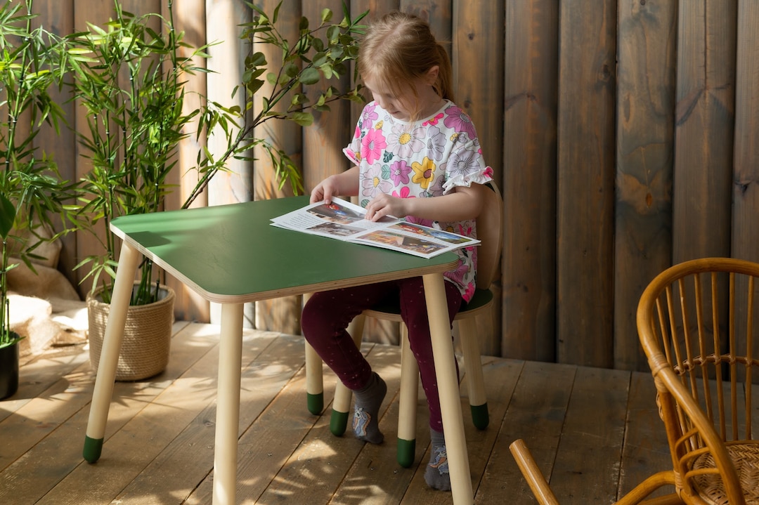 Bunny Chair and Table Set, Toddler Wooden Set - Birch Plywood Furniture ...