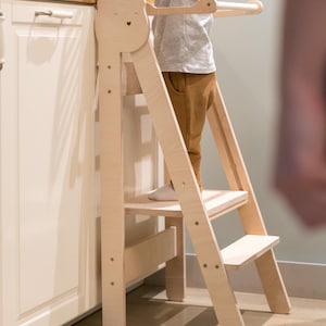 Montessori Learning Stool for Kids and Toddlers Kids&#39; Folding Kitchen Tower - Handmade toddler step stool