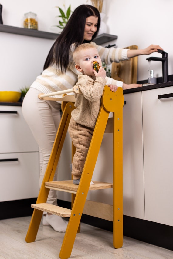 Learning kitchen step stool, Step, and Stool All-in-One, Space Saving Step Stool