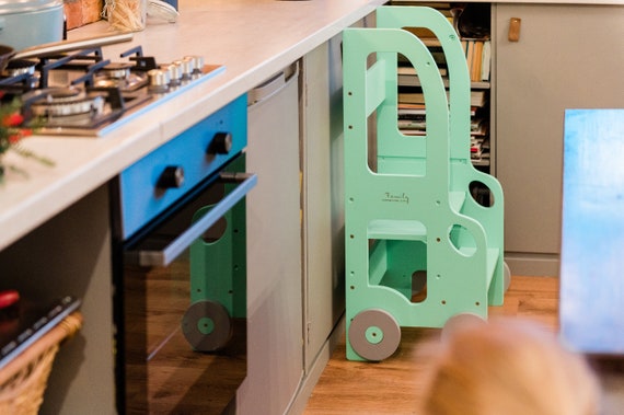Montessori Kitchen Step Stool: Adjustable Height, Helper for Little Cooks