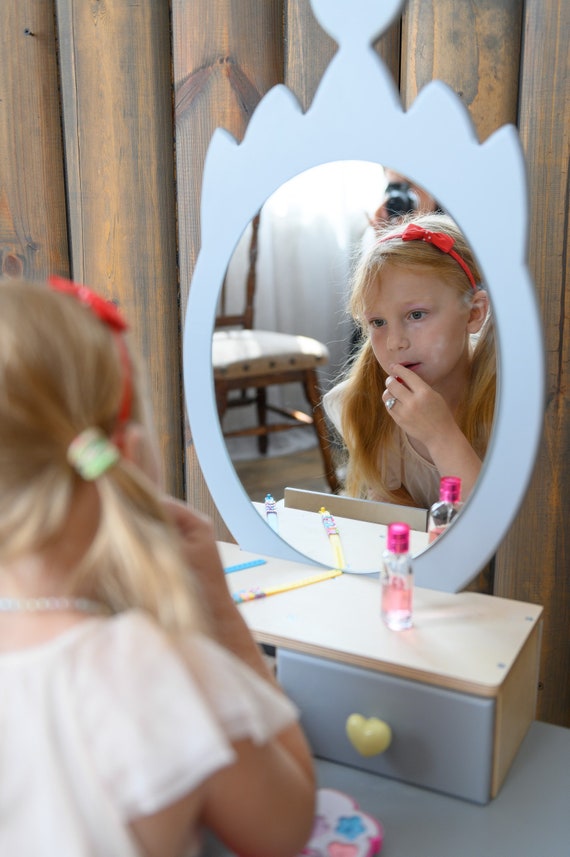 Magical Princess Beauty Table and Chair, Children's Vanity Set with Mirror, Kids Dressing Table Playset