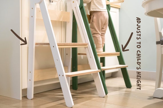 Durable Wooden Kitchen Tower for Toddlers - Learning, Step, and Stool All-in-One