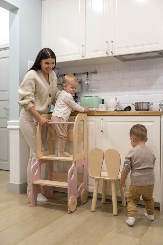 Step Stool and Table Set, 3-in-1 Toddler Kitchen Step Stool and Table Set, Convertible Toddler Step Stool and Table - Space-Saving Solution