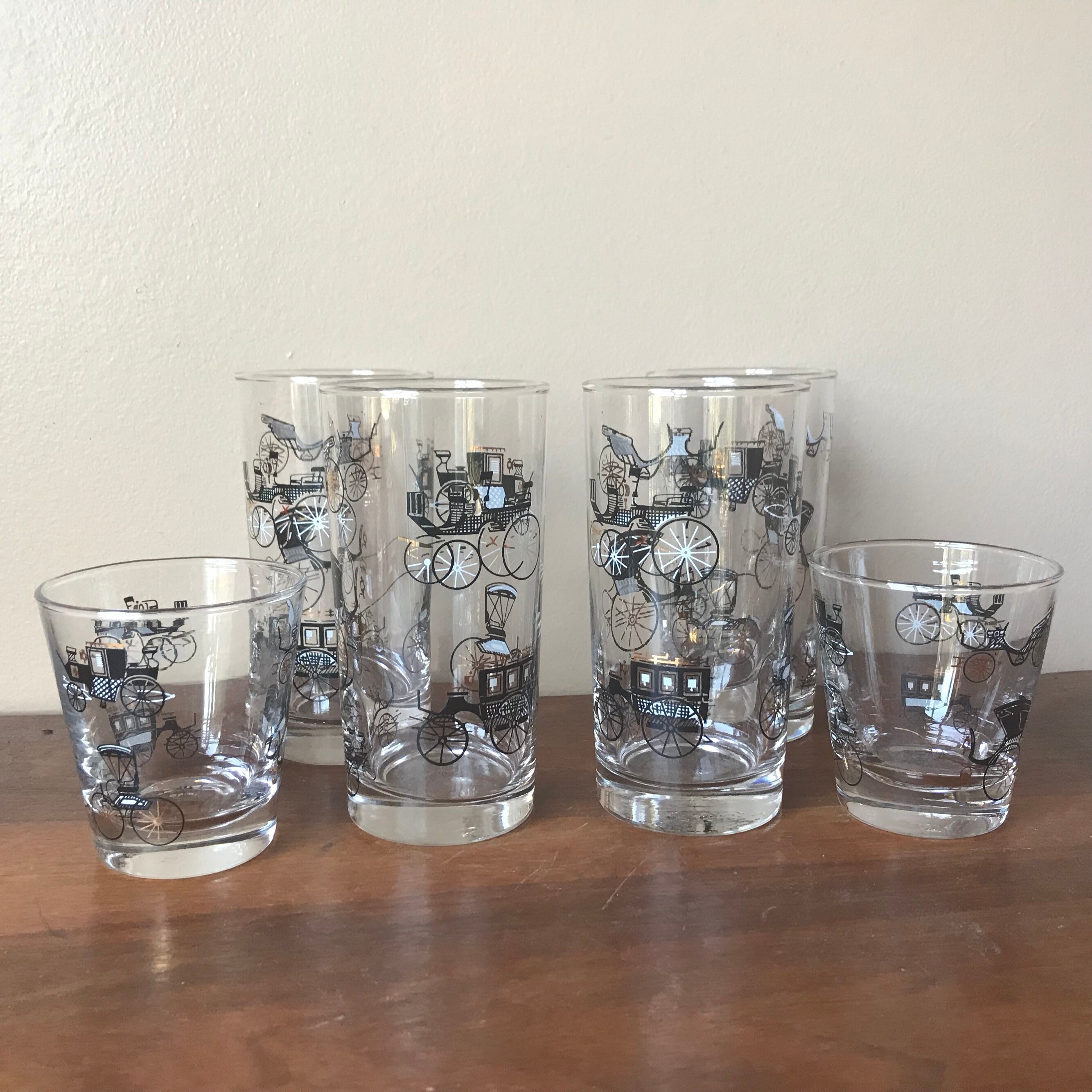 Libbey Antique Car Glasses Set of 6 Collins Cocktail Etsy