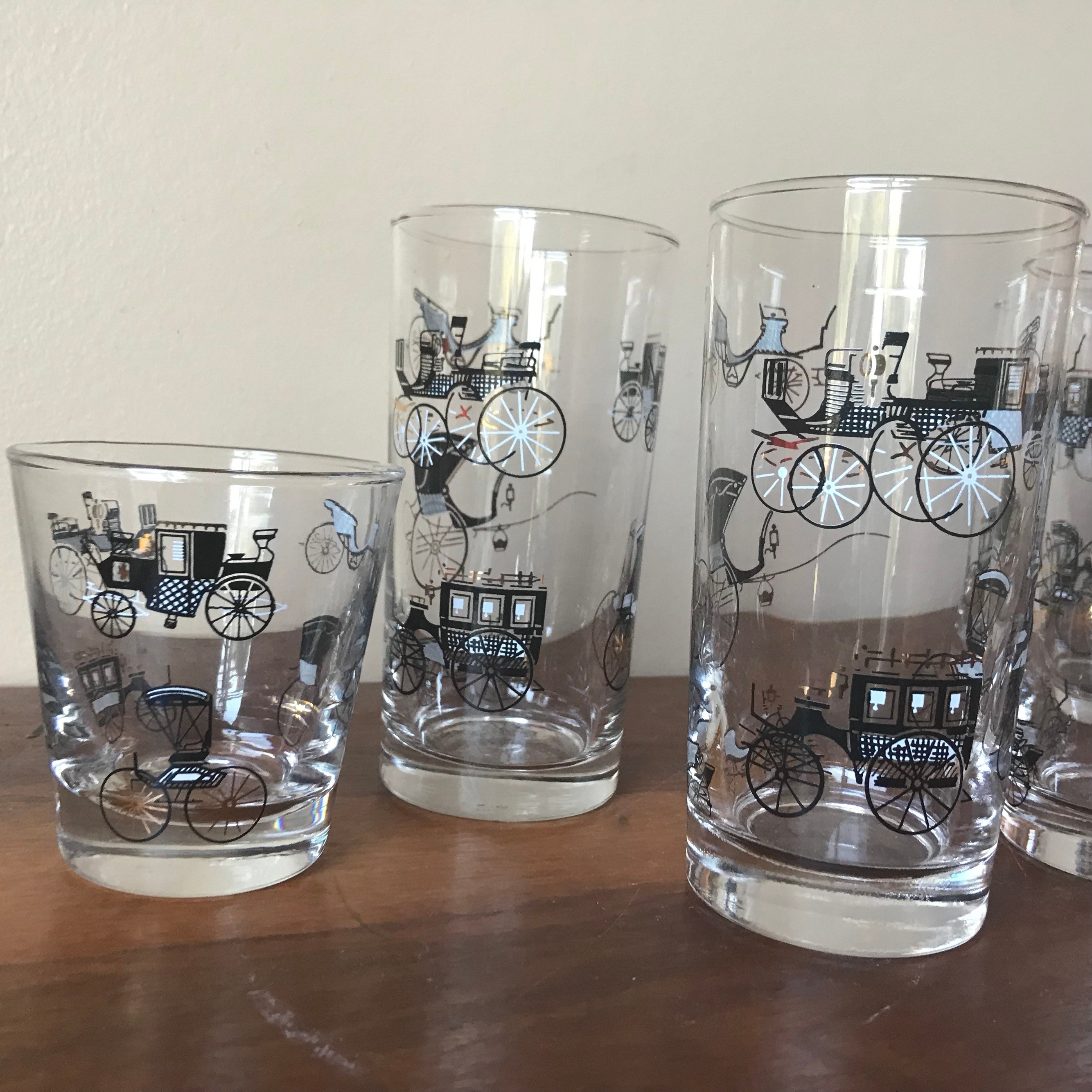 Libbey Antique Car Glasses Set of 6 Collins Cocktail Etsy