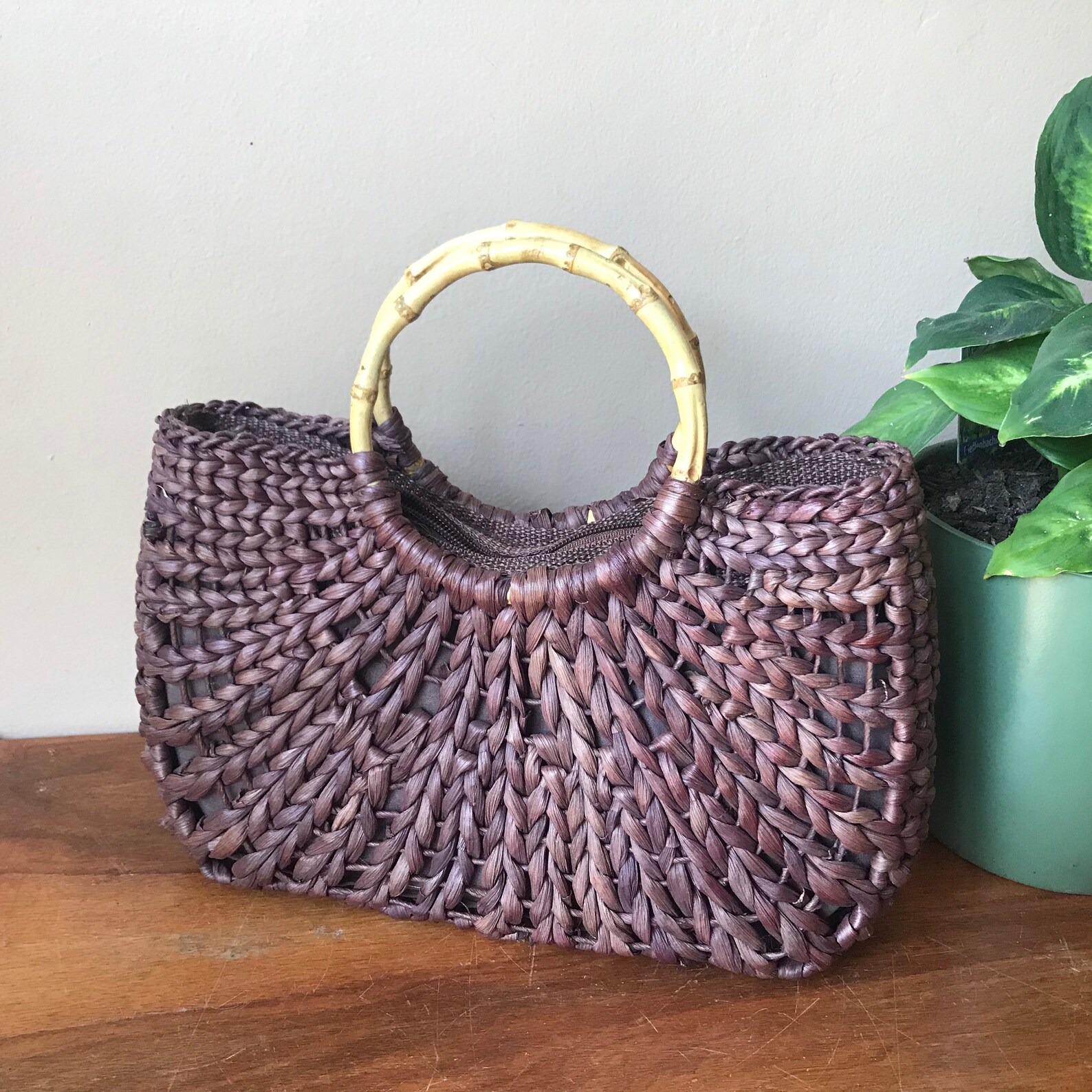 Brown Straw Raffia Bag Raffia Handbag Vintage Raffia Top Etsy UK