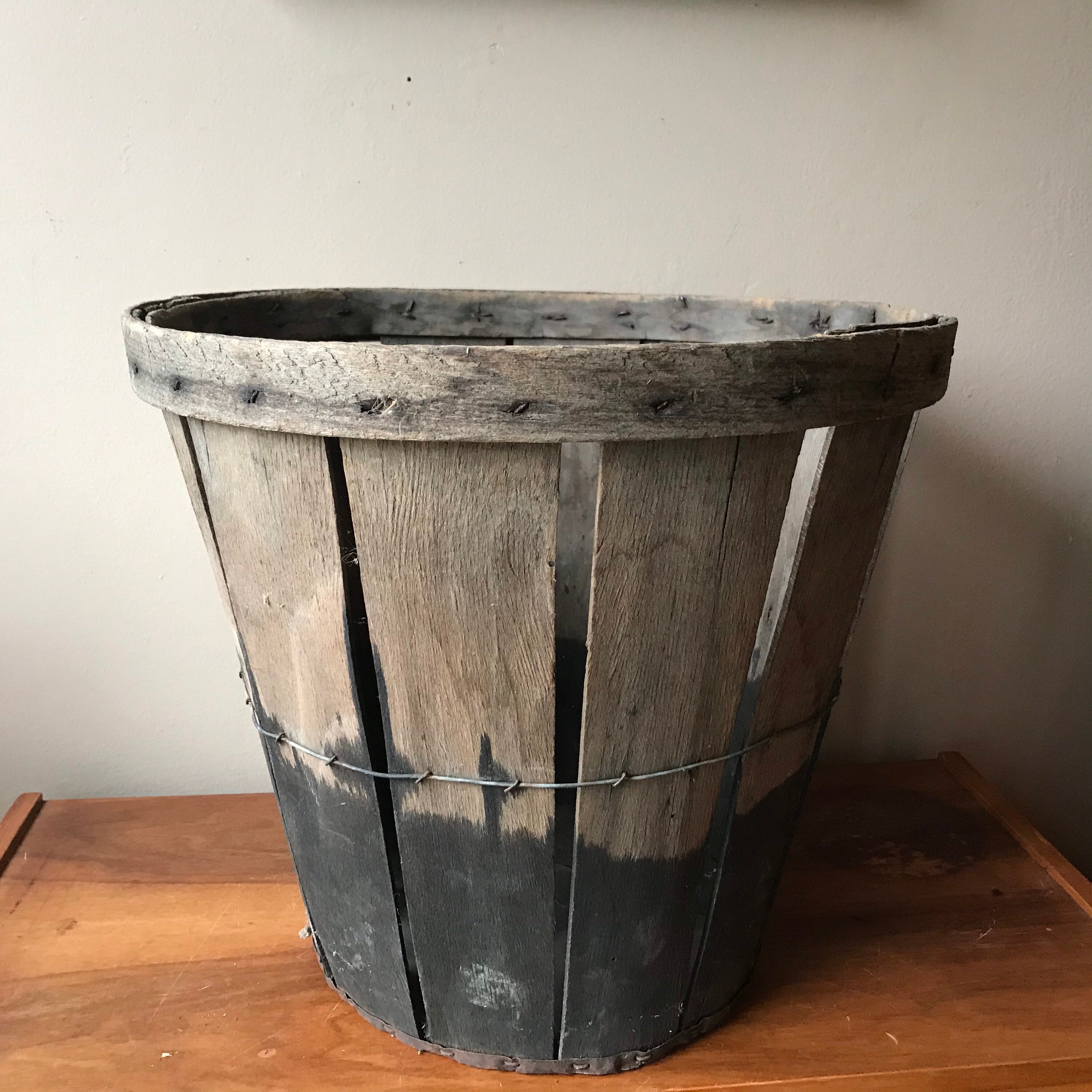 Antique Wooden Bushel Basket Rustic Harvest Garden Basket Etsy