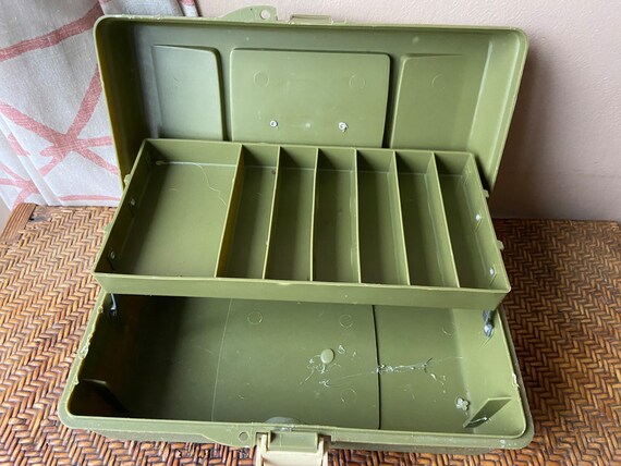 Green Tackle Box, Vintage Tacklebox, Toolbox, Rustic Tool Storage