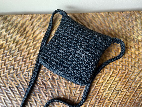 The Sak Bag, Vintage Small Shoulderbag, Black Kni… - image 4