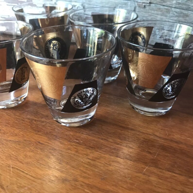 Cera Glass Company Shot Glasses Set of 6 Mid Century Black Etsy