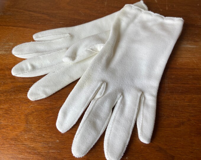 Vintage White Cotton Gloves, Ladies Gloves, Cosplay, Costume, Formal