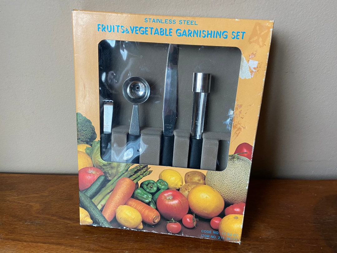 Fruit Garnish Tool Set, Vegetable Cutting Utensils, Vintage Food Prep Tools, Retro Kitchen