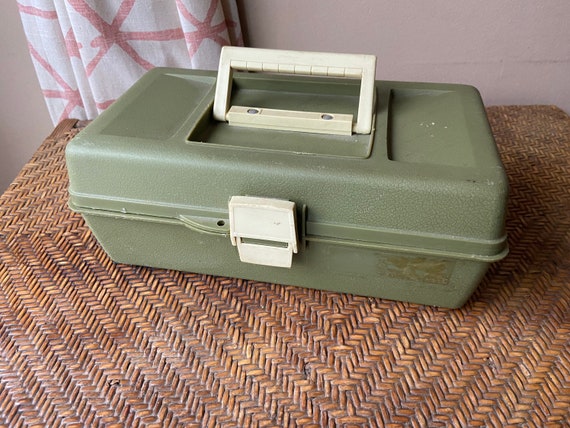 Green Tackle Box, Vintage Tacklebox, Toolbox, Rustic Tool Storage