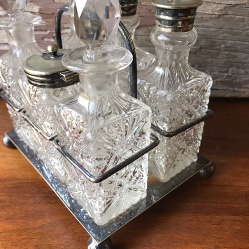 Antique Victorian Silver Plated Cruet Set 1915 Sheffield Etsy