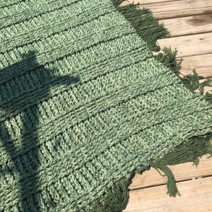 Green Knitted Throw Blanket Thick Heavy Green Woven Afghan | Etsy