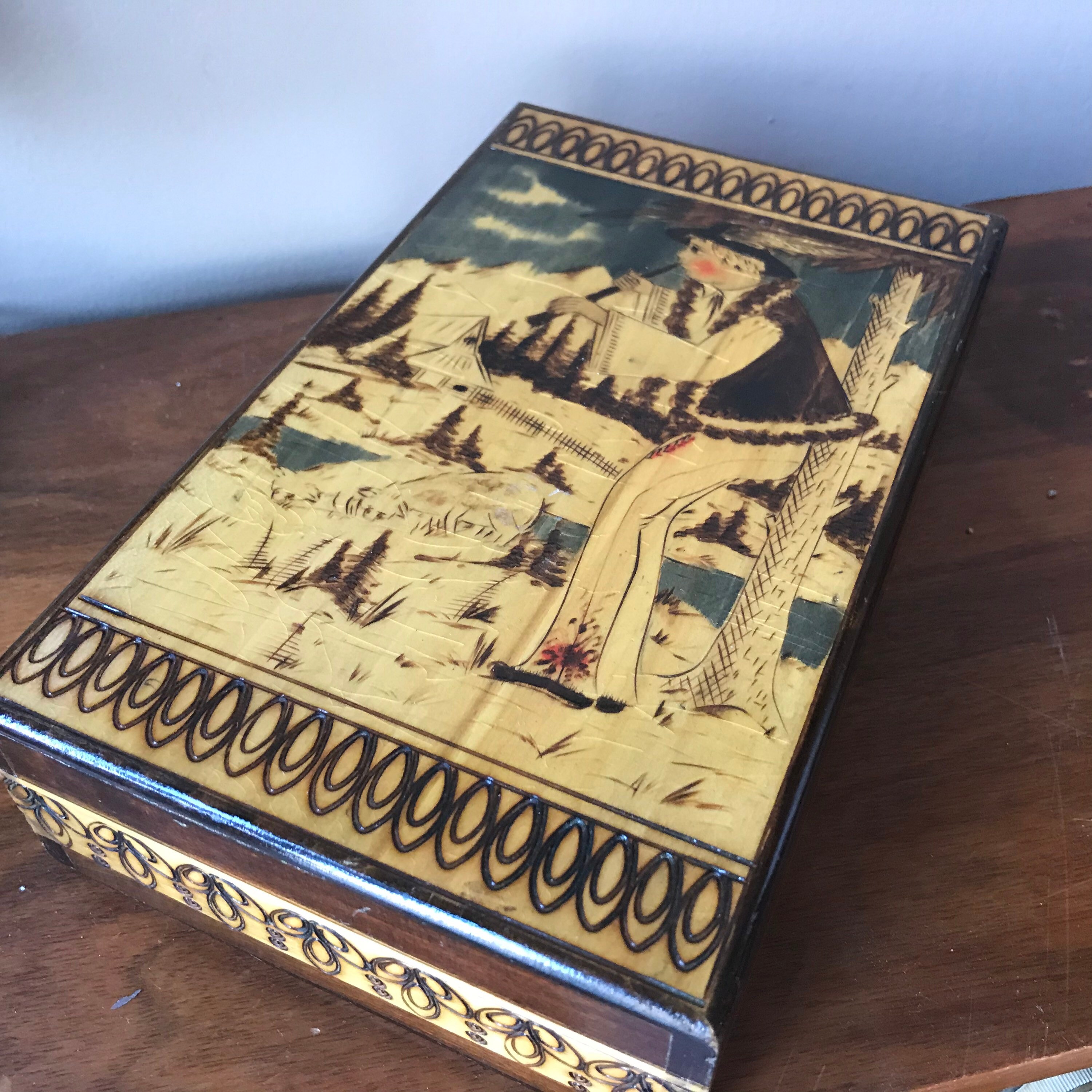 Hand Carved Wooden Vanity Box Alpine Themed Swiss Alps Etsy